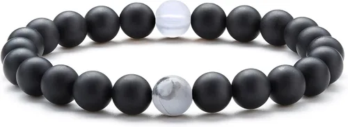 Vista 17 de Pulsera elástica Hamoery con cuentas naturales de ojo de tigre de 8 mm, para mujer y hombre Juego de 2 piezas 1-21018