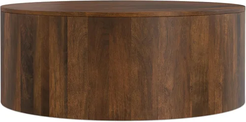 Vista 13 de SIMPLIHOME Millbury - Mesa de centro con tambor de madera maciza de mango Negro