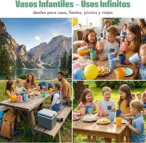 Vista 5 de MASTERCOOK 6 Piezas de Tazas Pequeñas Reutilizables – 8 oz Vasos Irrompibles para Beber – Tazas para Niños Pequeños para Agua, Jugo, Leche – Vasos