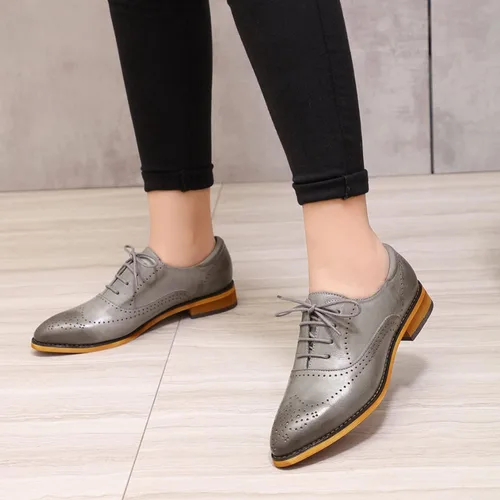 Vista 5 de Mona flying Zapatos de cuero perforados con cordones Oxfords Brogue Derby para mujer