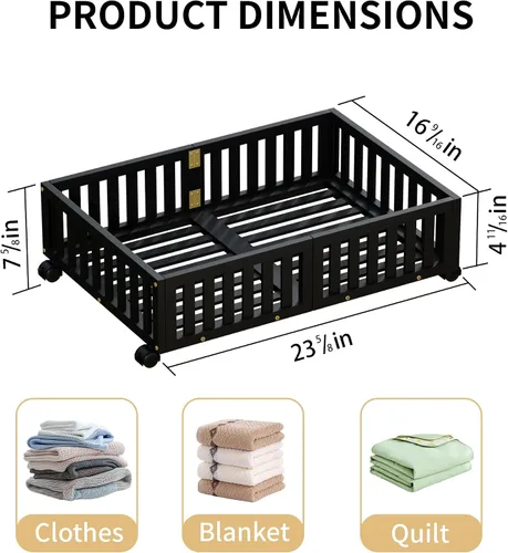 Vista 2 de Almacenamiento de bambú debajo de la cama con ruedas, caja organizadora de zapatos rodante debajo de la cama para zapatos, mantas, juguetes