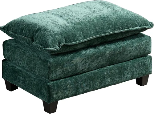 Vista 128 de Sofá seccional modular verde de 111.5", sofás seccionales grandes de 3 plazas para sala de estar, sofá nube oversized de tela chenille con otomana