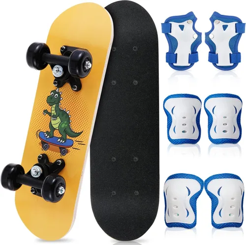 Vista 8 de Honoson Juego de 7 piezas de rodilleras, coderas y muñequeras para patinetas para principiantes y niños pequeños