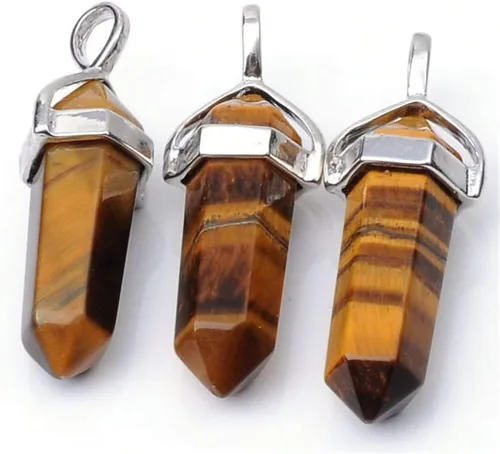 Vista 5 de 1 collar con colgante de bala de piedra preciosa natural, piedra de cristal curativo, cuarzo, reiki, chakras, roca energética, 18 pulgadas