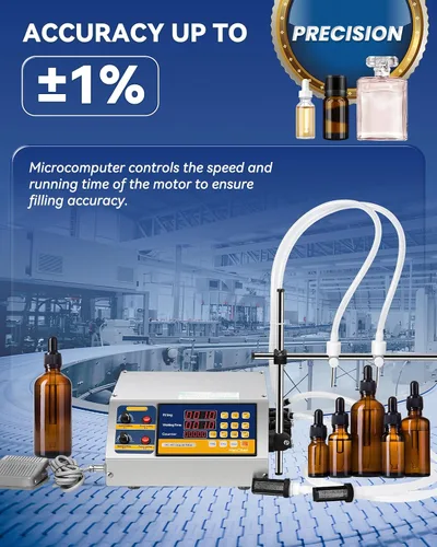 Vista 6 de Hanchen Máquina de llenado de líquidos, bomba peristáltica, llenadora automática de botellas de 5 onzas, control digital, máquina embotelladora