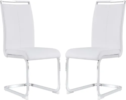 Vista 10 de gopop Juego de sillas de comedor, sillas modernas de metal con asiento acolchado de piel sintética, respaldo alto y patas cromadas resistentes, Negro