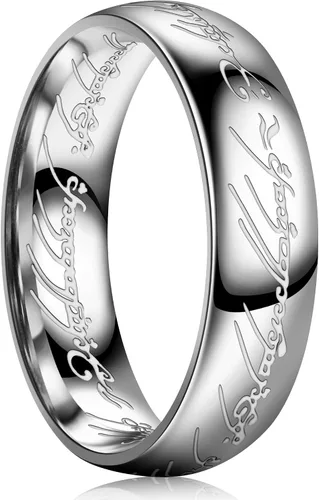 Vista 7 de King Ring Anillos de 0.236 in Ver.2 - Bandas de acero inoxidable pulido Magic Patern Negro Blanco