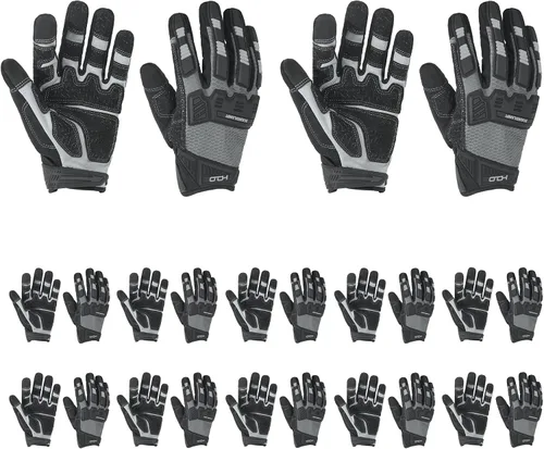 Vista 16 de HANDLANDY Guantes de trabajo para hombre, pantalla táctil, guantes de mecánico, ajuste flexible y transpirable, nudillos y palma acolchados
