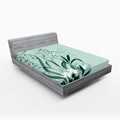 Vista 49 de Ambesonne Juego de sábanas bajeras veganas, ilustración de plátanos simétricamente alineados con patrón de frutas exóticas, funda de cama