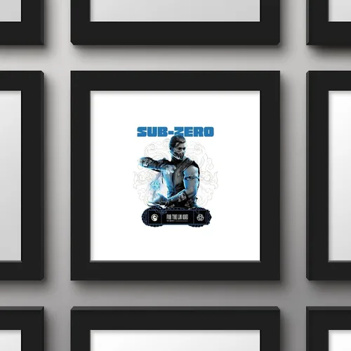 Vista 2 de Trends International Gallery Pops Mortal Kombat 1 - Arte de pared Sub-Zero For The Lin Kuei, versión enmarcada negra, 12 x 12 pulgadas
