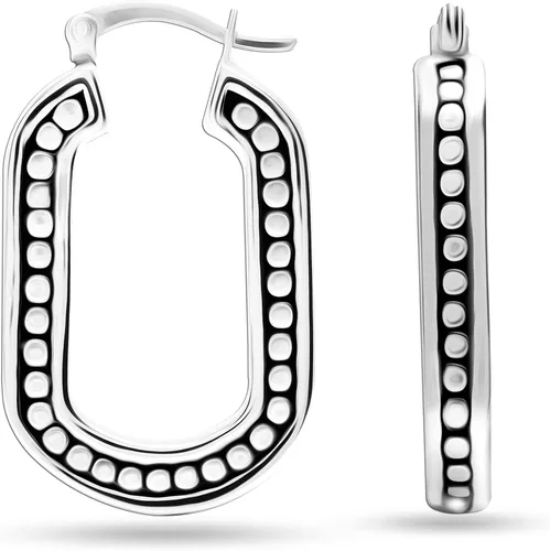 Vista 4 de LeCalla Juego de 2 pares de aretes de aro antiguos de plata esterlina para mujer., Plata de ley