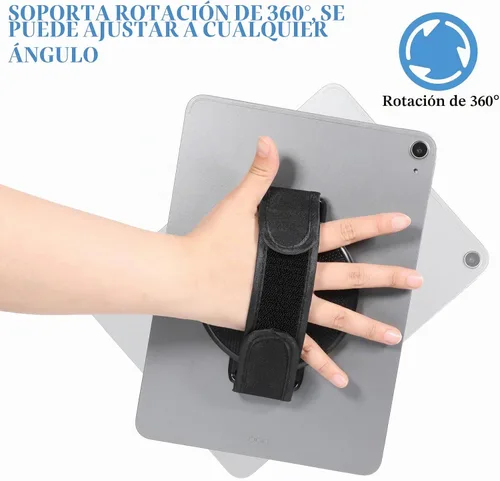 Vista 6 de Soporte para tableta con correa de mano giratoria de 360 grados, soporte adhesivo para tableta, agarre de sujeción con parche adhesivo, multiángulo