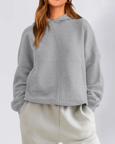 Vista 8 de KIRUNDO Sudaderas con capucha de gran tamaño para mujer, sudaderas casuales de manga larga de forro polar con capucha para otoño 2023