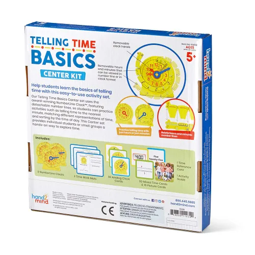 Vista 8 de hand2mind Kit central Telling Time Basics, reloj analógico para el aula