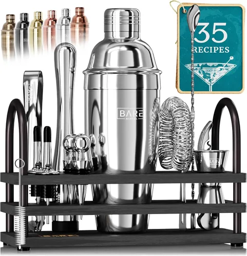 Vista 10 de BARE BARREL® Mixology Bartender Kit Bar Set Juego de coctelera de cócteles de 14 piezas Herramientas de mezcla de barware para martini