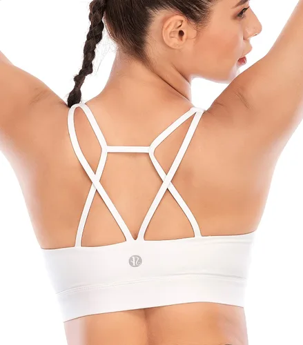 Vista 47 de Brasieres deportivos para mujer, con relleno, tipo camiseta sin mangas, sexis, con espalda cruzada, de alto impacto, largos, ideales para practicar