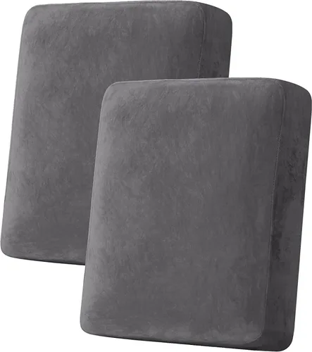 Vista 9 de ADPON Funda de cojín elástica de terciopelo para sofá, funda de cojín de felpa para silla, sofá biplaza o sofá, protector de muebles, cojín de Gris