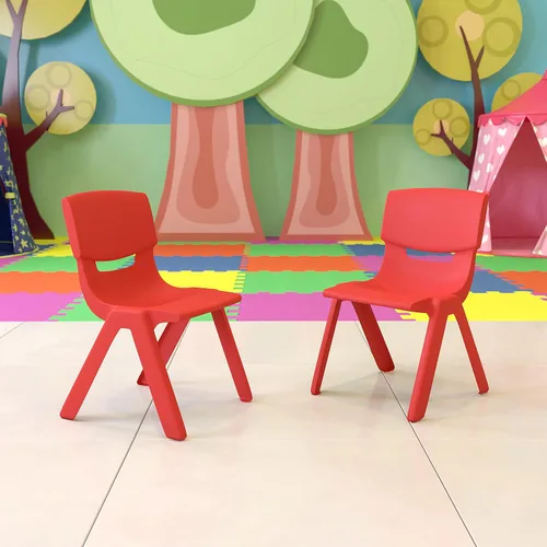Vista 2 de Flash Furniture Silla escolar apilable de plástico rojo con altura de asiento de 13.25 pulgadas