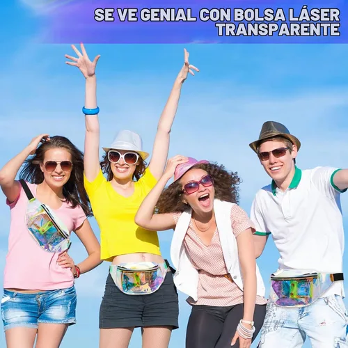 Vista 5 de Hillban - Cangurera holográfica de 20 piezas, cinturón ajustable de PVC