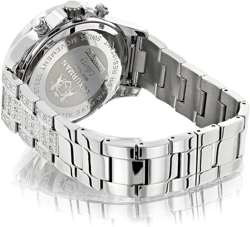Vista 2 de LUXURMAN Reloj con bisel de diamantes y banda para hombre 1ctw de diamantes Liberty, Moderno