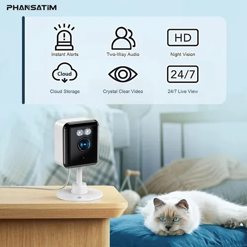 Vista 6 de 4 cámaras de vigilancia inteligentes de 2MP Wi-Fi 6, cámaras interiores con audio y video, cámara de seguridad para el hogar con funciones