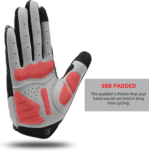 Vista 3 de ROCKBROS Guantes de ciclismo para hombre, guantes de bicicleta de montaña, guantes de bicicleta SBR Pad antideslizante guantes de conducción