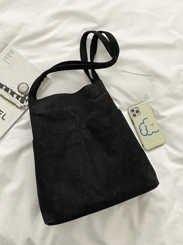 Vista 3 de SHENHE Bolsos de lona grandes de pana con doble asa para mujer, con bolsillos