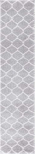 Vista 30 de SAFAVIEH Tahoe Shag Collection - Alfombra para pasillo, 2 x 9 pies, color beige y blanco, diseño de enrejado, no desprende pelusa y de fácil