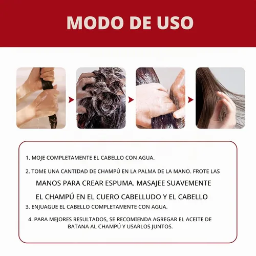 Vista 5 de Champú de aceite Batana para adelgazar el cabello, tratamiento de cuidado del cuero cabelludo con vitamina C para restaurar el cabello dañado