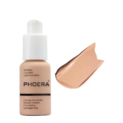 Vista 26 de Phoera - Base de maquillaje líquida mate suave sin imperfecciones, corrector de larga duración, resistente al agua, de cobertura total