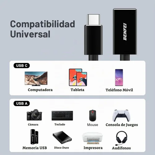 Vista 6 de BENFEI Adaptador USB C a USB 3.0, paquete de 2 adaptadores USB C a A macho a hembra compatibles con iPhone 15 Pro/Max, MacBook Pro/Air 2023, iPad