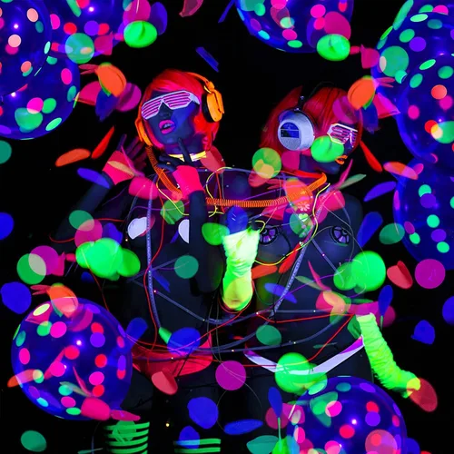 Vista 7 de 10000 piezas de confeti redondo de neón UV, 5 colores, confeti de tejido fluorescente de neón, punto de luz negra, confeti de fiesta brillante