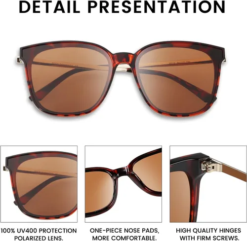 Vista 5 de Duco - Lentes de sol redondos vintage para mujeres y hombres con protección UV de moda para la playa