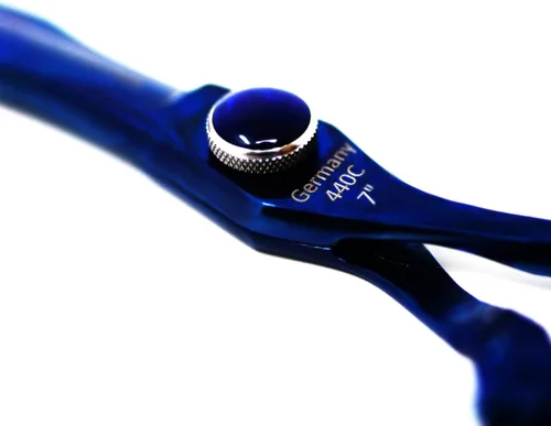 Vista 5 de PRO - Tijeras de peluquero afiladas con mango de dragón azul y tijeras de adelgazamiento, peso ligero, fabricado en Alemania, acero premium
