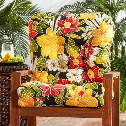 Vista 2 de South Pine Porch Cojín para asiento y respaldo de exterior, 1 unidad (paquete de 1), Aloha Black Floral