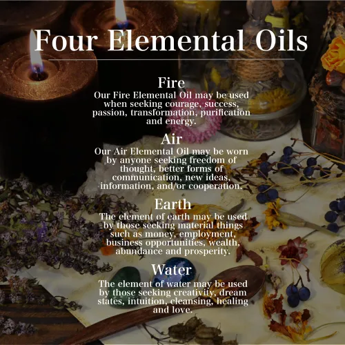 Vista 3 de Art of the Root Cuatro aceites elementales hechos a mano con hierbas y aceites esenciales, incluye mezclas de aire, fuego, tierra y agua