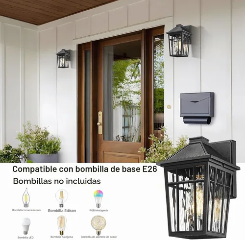 Vista 2 de Darkaway - Luces de pared exteriores para porche, accesorios de iluminación