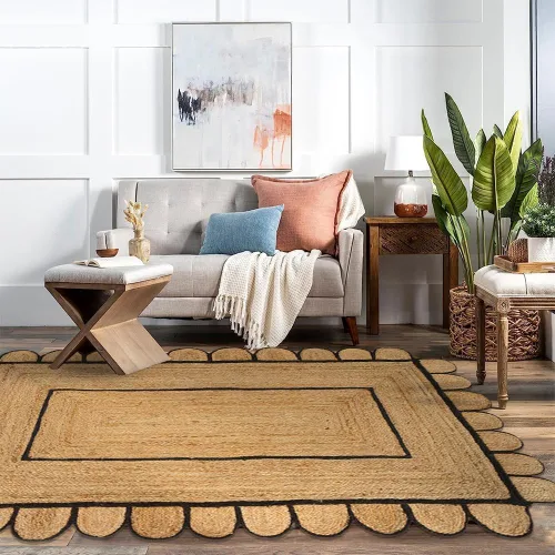 Vista 10 de GRUHUM Alfombra rectangular de yute de fibra natural, tejida a mano, estilo bohemio, reversible, respetuosa con el medio ambiente, trenzada, suave
