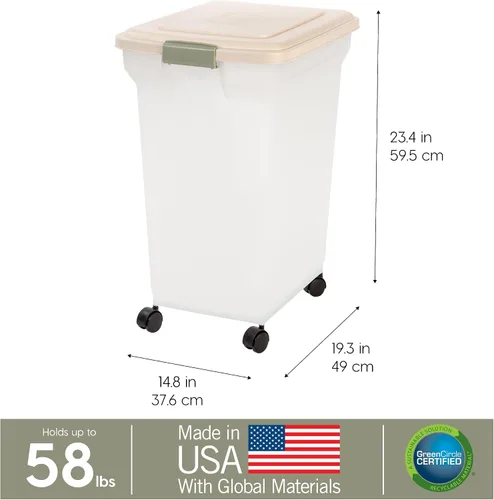 Vista 28 de Contenedor hermético para almacenamiento de alimentos Iris Premium, Bronceado, pequeño Wheels for Mobility, Airtight Seal, BPA-Free, Best for Bird