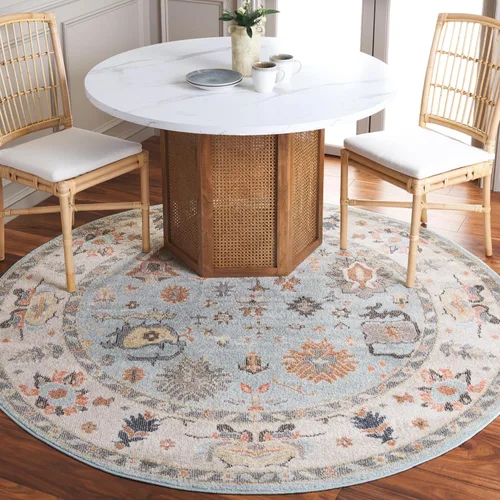 Vista 4 de SAFAVIEH Phoenix Colección 500 - Alfombra de pasillo, 2 pies 2 pulgadas x 9 pies, color azul y marfil, diseño geométrico, ideal para zonas de alto