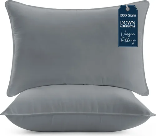 Vista 9 de Utopia Bedding Almohadas para cama para dormir, de hotel, refrescantes, para dormir de lado, espalda o boca abajo, tamaño estándar, gris, juego de 2
