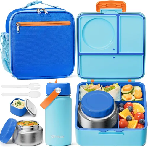 Vista 16 de Fimibuke Lonchera Bento para niños con termo, bolsa de almuerzo, botella