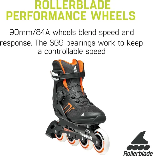 Vista 6 de Rollerblade Macroblade 90 BOA - Patín en línea para hombre, color negro y naranja