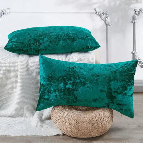 Vista 20 de Juego de 2 fundas de almohada lumbares decorativas de terciopelo abstracto de 14 x 26 pulgadas, fundas de almohada rectangulares de lujo suaves