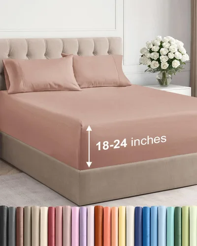 Vista 77 de Sábanas individuales de bolsillo extra profundo, sábanas transpirables y refrescantes de 3 piezas, juego de sábanas de lujo para hotel, suaves, sin