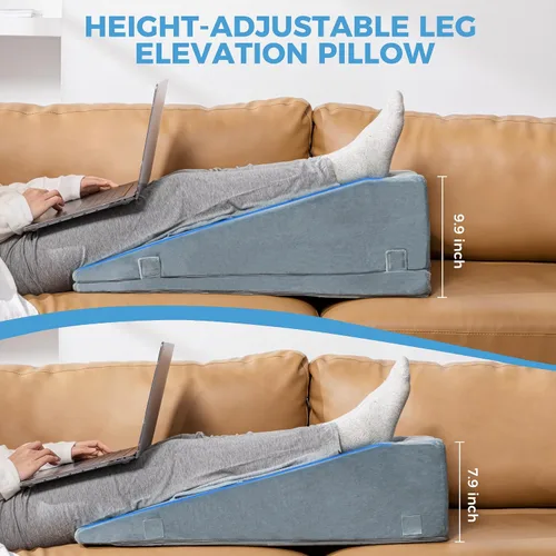 Vista 7 de Ganondorf Almohada de elevación de piernas, almohada de cuña ajustable de espuma de alta calidad que alivia el dolor articular después