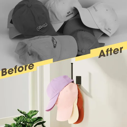 Vista 7 de Durmmur Paquete de 2 Percheros para Gorras de Béisbol, Organizador de Sombreros de Acero Inoxidable para Gorra de Béisbol, Organizador
