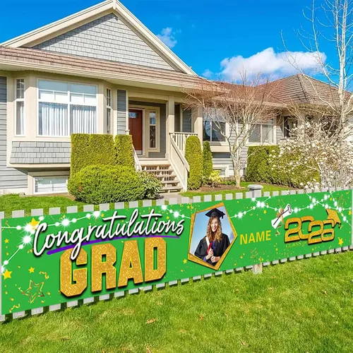 Vista 41 de Decoraciones personalizadas para fiestas de graduación 2026 – Cartel de felicitación de graduación grande – Cartel de fondo de graduación