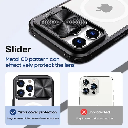 Vista 4 de Funda para iPhone 11 Pro Max compatible con Magsafe con cubierta de cámara deslizante, grado militar, resistente a los golpes, resistente