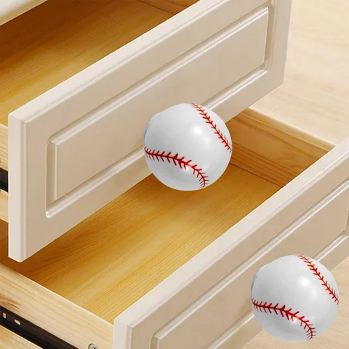 Vista 3 de Pomos de béisbol para aparador, [4 unidades] Perillas de cajón de decoración de béisbol, pomos deportivos de pelota para niños